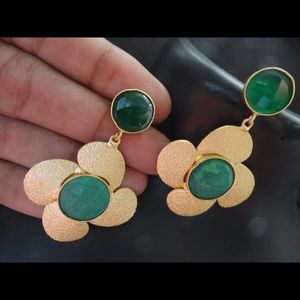 Perfect summer green and gold earrings